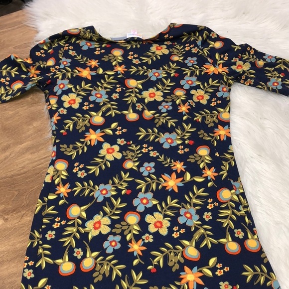 LULAROE small floral & striped midi T-shirt dress - Picture 6 of 6